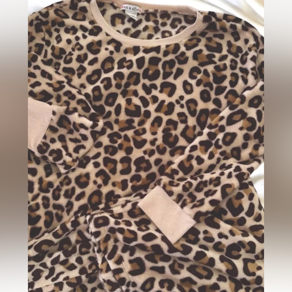NEW Em & Alfie Women's Cheetah Loungewear Set Sz 2XL